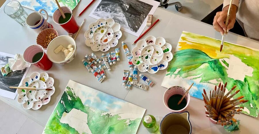 Bergen: paint Norwegian landscape with watercolor - Arriving at JM Atelier in Central Bergen