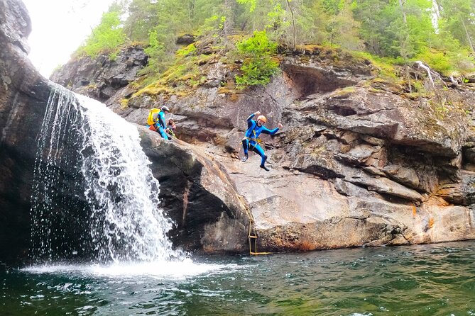 Extreme Canyoning With Waterfall Rappelling near Geilo in Norway - Sliding, Jumping, and Swimming Through the Canyon