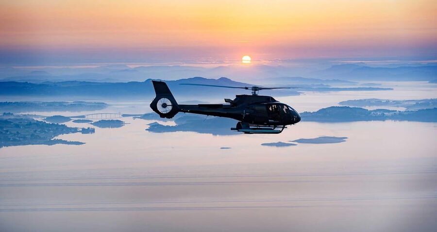 Fjords are best seen from above! - Taking off from Cannonball Heliport Os
