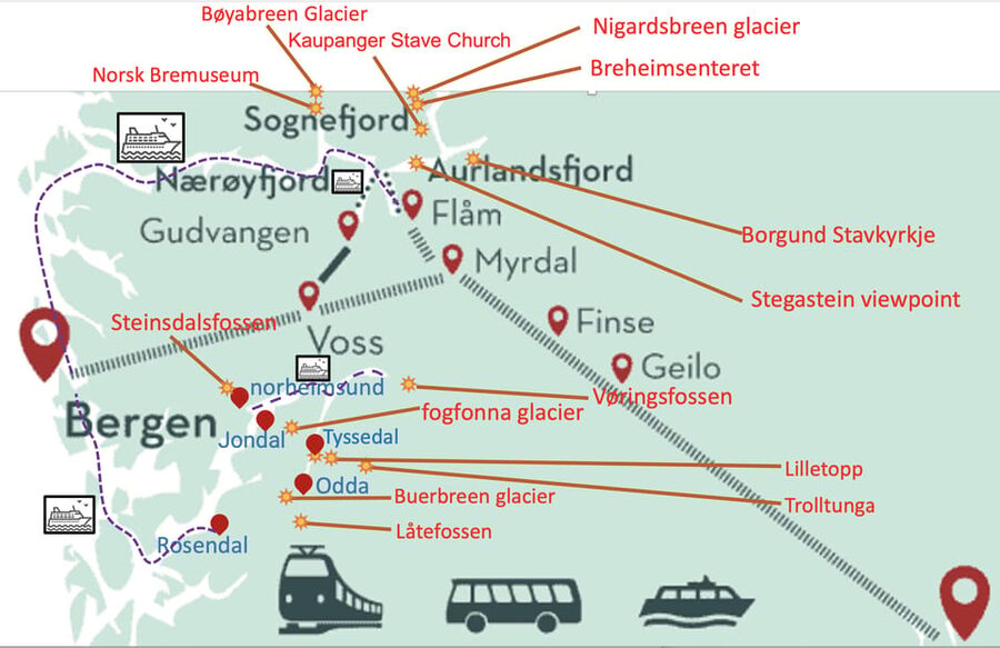 Flåm Flexible Tour with Stegastein, cruise and train include - Gudvangen and the Nærøyfjord cruise