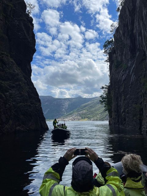 From Stavanger: RIB Tour to Lysefjord - Entering Lysefjord beneath towering cliffs