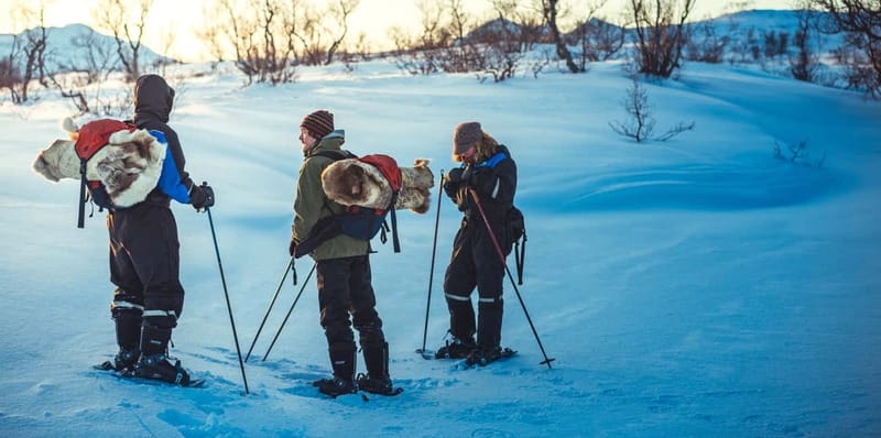 From Tromsø: Guided Husky Snowshoe Hike and Husky Camp Visit - A hot drink and cake in the Arctic air