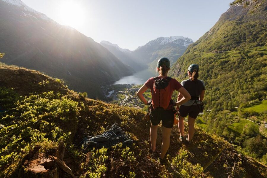 Geiranger: Rappelling tour with epic view - The forest climb uses more than your legs