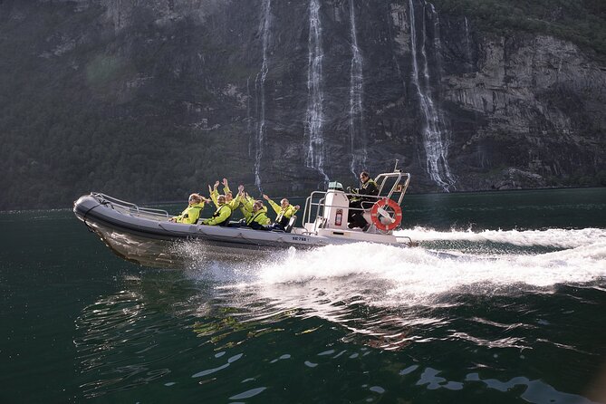 Geiranger: RIB Fjordsafari Geirangefjord - Friaren and the stories behind the falls