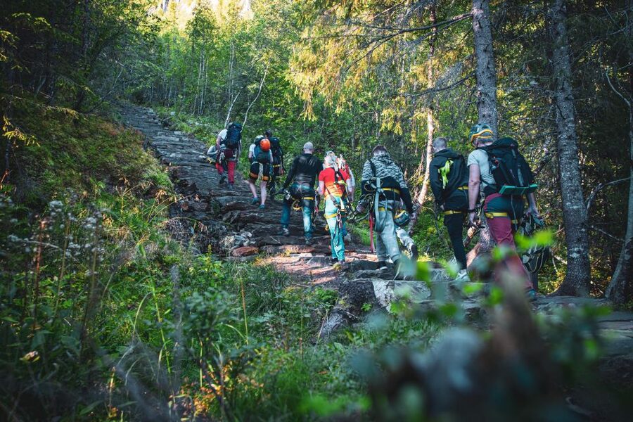 Mountain-climbing adventure in Mosjøen Via Ferrata - Reaching the summit of Øyfjellet