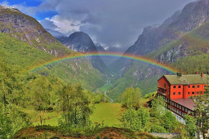 PRIVATE GUIDED TOUR: World Heritage Fjord Landscape – Viking Special – from Flåm - Leaving Flåm port for the mountain roads