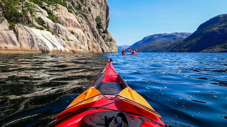 Stavanger: Lysefjord Kayak Safari (Waterfalls & Pulpit Rock) - Paddling below 400 to 500-meter cliffs