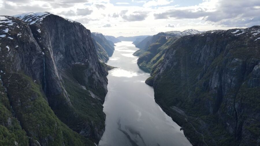 Trolltunga Helicopter & Waterfalss Sightseeing From Bergen - Hardangerfjord from the helicopter