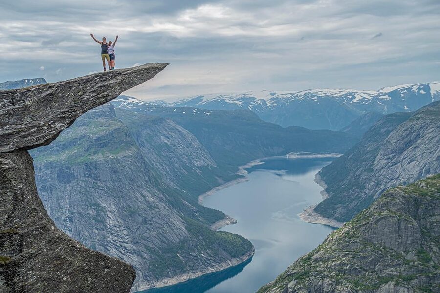 Trolltunga: Trolltunga Summer Hike - Ringedalsvatnet and the distant Folgefonna Glacier