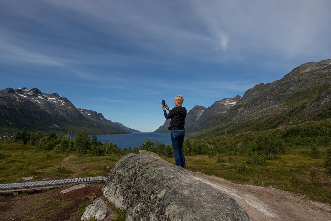 Tromso fjords road trip with fire in grill cabin by the beach. - Ersfjordbotn and the long view toward the sea