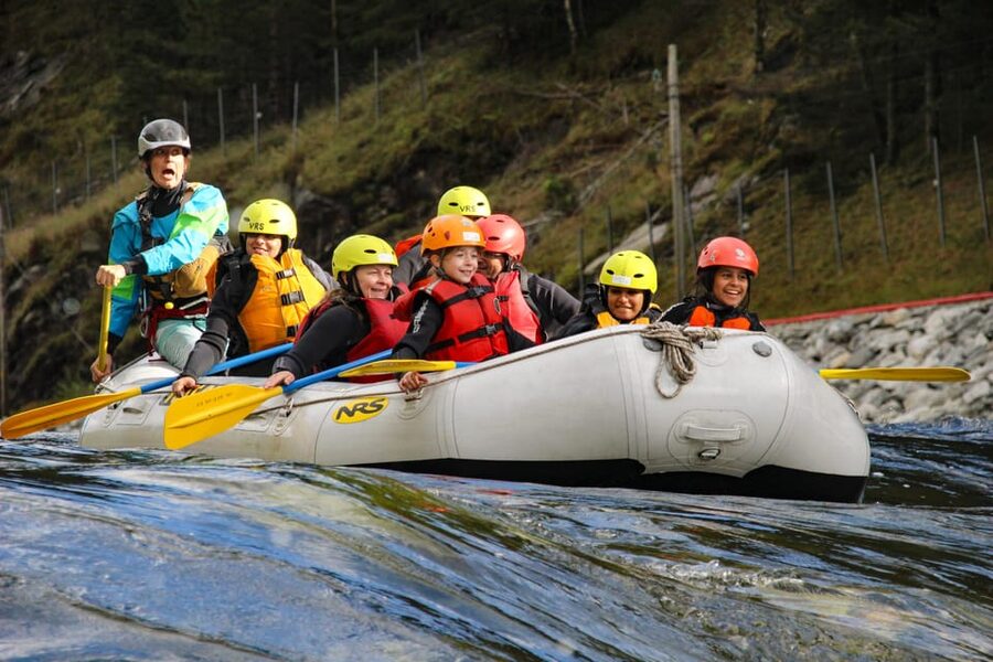 Voss: Family Rafting on the Vosso River - Getting dressed for the 20-minute transfer